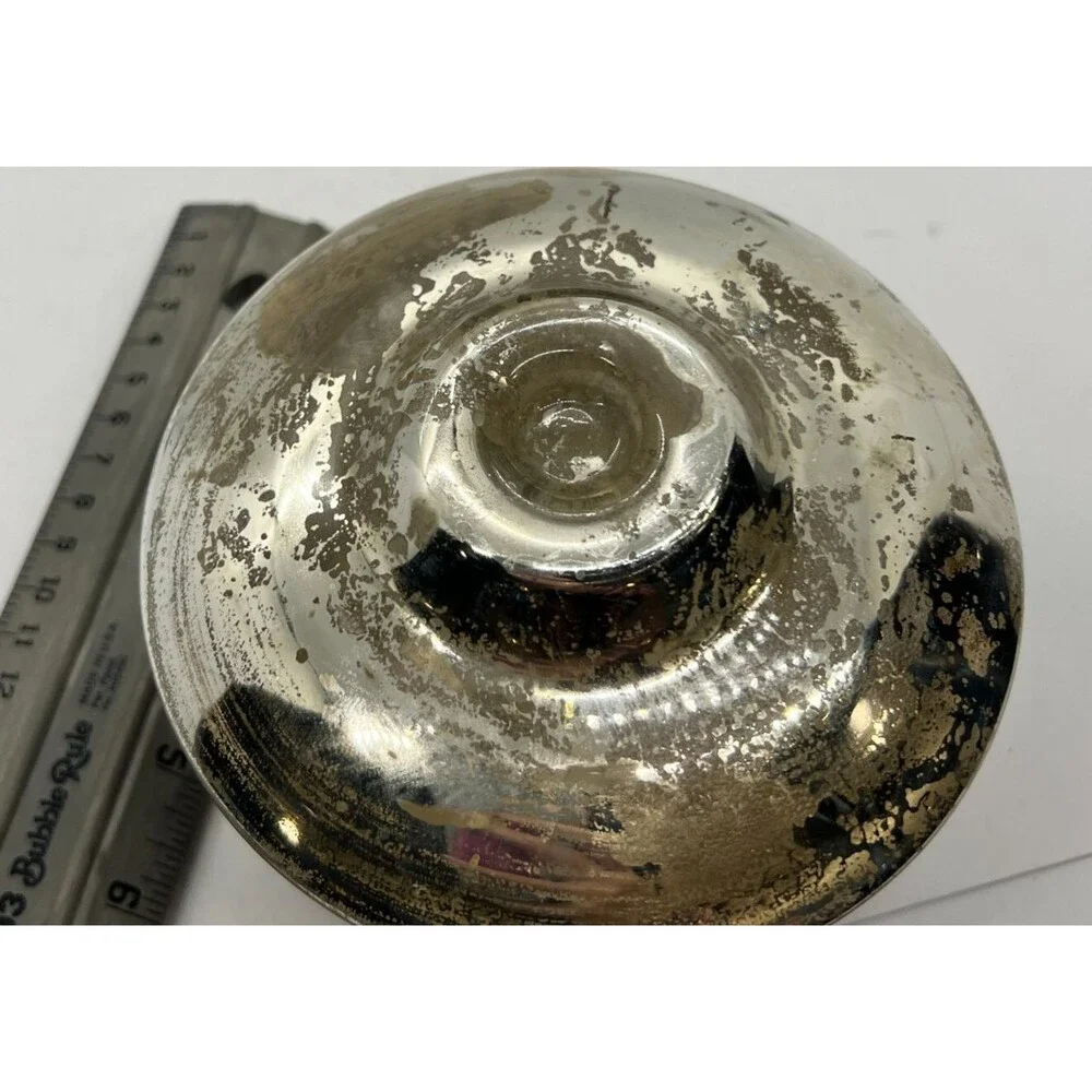 Pottery Barn Mercury Glass Gold Silver Metallic Glass Trinket Jar Box With Lid
